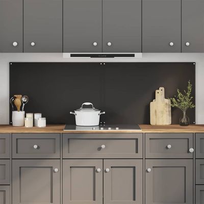 vidaXL Kuchynský obklad 2 pcs Čierna 90 x 60 cm tvrdené sklo