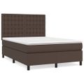 vidaXL Boxspring posteľ s matracom hnedá 140x190 cm umelá koža