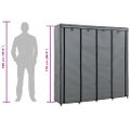 vidaXL Šatník so 4 priehradkami sivý 175x45x170 cm