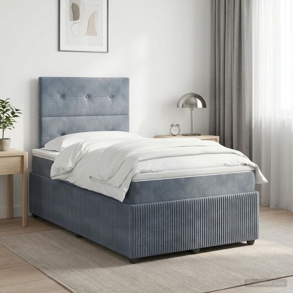 vidaXL Posteľ boxspring s matracom Tmavosivá 120 x 200 cm Zamat