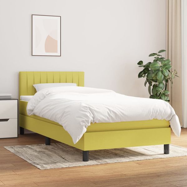 vidaXL Boxspring posteľ s matracom zelená 100x200 cm látka
