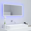 vidaXL Kúpeľňové zrkadlo s LED, biele 90x8,5x37 cm, akryl