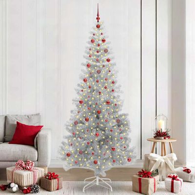 vidaXL Vianočný stromček Strieborná 240 cm PET