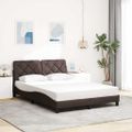 vidaXL Rám postele s LED osvetlením bez matraca, tmavohnedý 140x190 cm, látkový