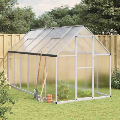 vidaXL Skleník so základovým rámom strieborný 334x169x195 cm hliník