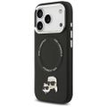 Puzdro Karl Lagerfeld Magsafe PU puzdro s logom pinov Karl&Choupette heads a kovovými tlačidlami fotoaparátu pre iPhone 17 Pro čierna