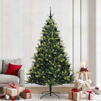 vidaXL Umelý skladací vianočný stromček 300 LED diód Zelená 210 cm