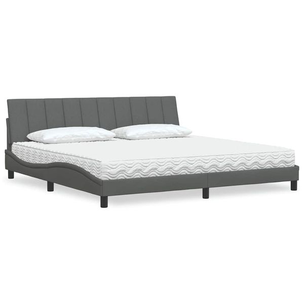 vidaXL Posteľ s matracom Hanko tmavosivá 200x200 cm látka