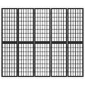 vidaXL Skladací paraván s 5 panelmi japonský štýl 200x170 cm čierny