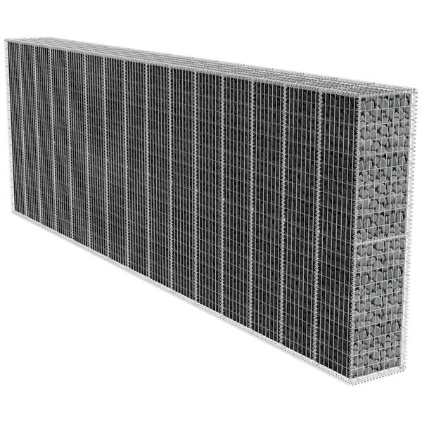 vidaXL Gabiónová stena s krytom, pozinkovaná oceľ 600x50x200 cm