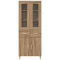 vidaXL Highboard Remeselný dub 69,5 x 34 x 180 cm Kompozitné drevo
