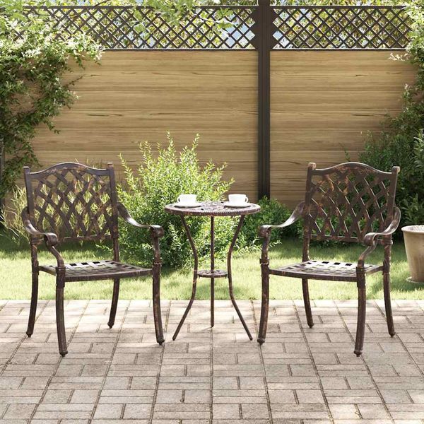 vidaXL Záhradná stolička 2 pcs Bronzová 56 x 55 x 92.5cm Hliník