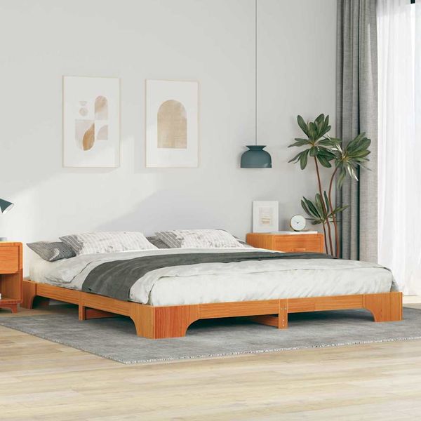 vidaXL Rám postele Hnedá 180 x 210 cm Masívne borovicové drevo