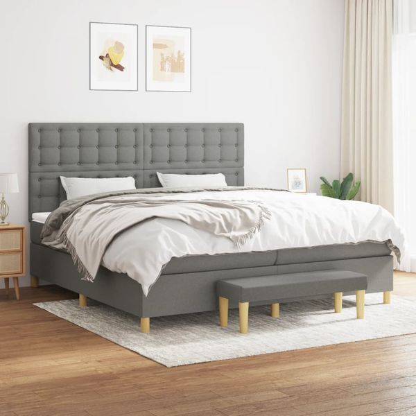 vidaXL Boxspring posteľ s matracom tmavosivá 200x200 cm látka
