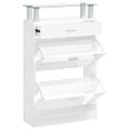 vidaXL Botník lesklý biely 63x24x104 cm spracované drevo