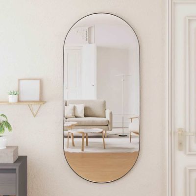 vidaXL Nástenné zrkadlo čierne 45x100 cm oválne