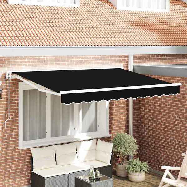 vidaXL Rám markízy Čierna 300 x 200 cm Polyester s PU povrchom
