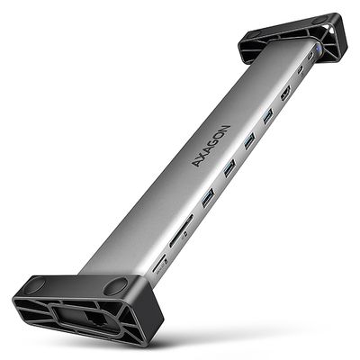 AXAGON HMC-10HLS, USB 5Gbps hub, 4x USB-A, HDMI 4k/60Hz, RJ-45 GLAN, SD/mSD, PD 100W, kábel 25cm