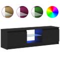 vidaXL TV skrinka s LED svetlami, čierny dub 120x30x36 cm, umelé drevo