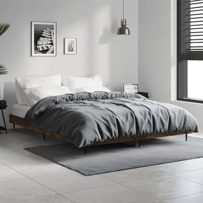 vidaXL Posteľný rám bez matraca dymový dub 140x190 cm kompozitné drevo