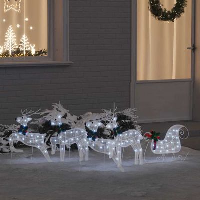 vidaXL LED Soby 5 pcs Biela látka
