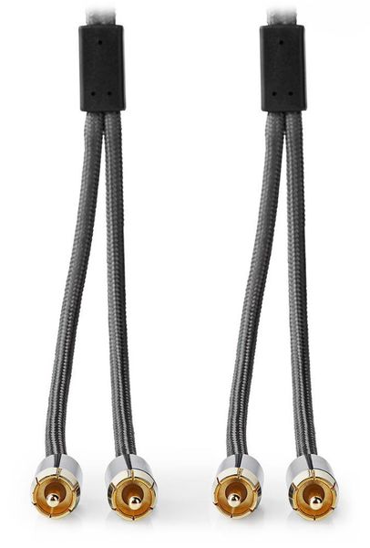 NEDIS PROFIGOLD stereo audio kabel/ 2x RCA zástrčka - 2x RCA zástrčka/ bvlna/ šedý/ BOX/ 2m Kabel, propojovací, zástrcka 2× RCA - zástrcka 2× RCA, bavlna, šedý, 2m