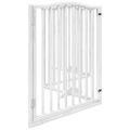 vidaXL Brána pre psa s dverami sklad. 4pan. biela 320cm topoľové drevo