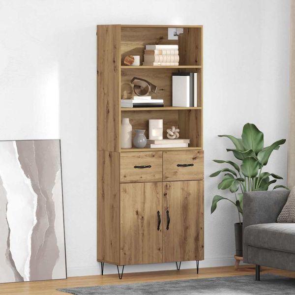 vidaXL Highboard so zásuvkou 2 pcs Remeselný dub Kompozitné drevo