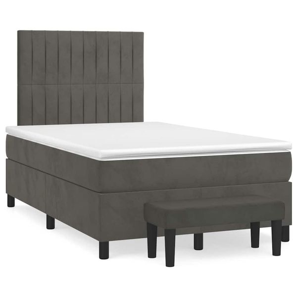vidaXL Boxspring posteľ s matracom, tmavosivá 120x190 cm, zamat