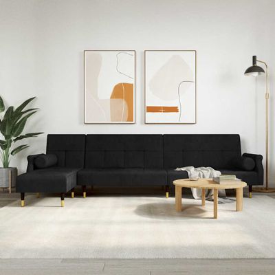 vidaXL Pohovka v tvare L čierna 271x140x70 cm zamat