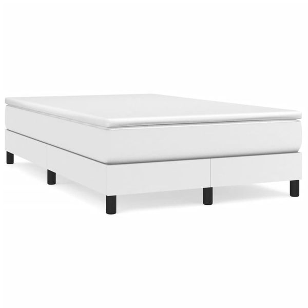 vidaXL Boxspring posteľ s matracom, biela 120x190 cm, umelá koža