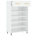 vidaXL Botník lesklý biely 60x35x105 cm spracované drevo