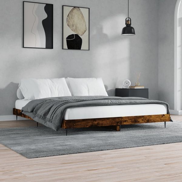vidaXL Posteľný rám bez matraca dymový dub 180x200 cm kompozitné drevo