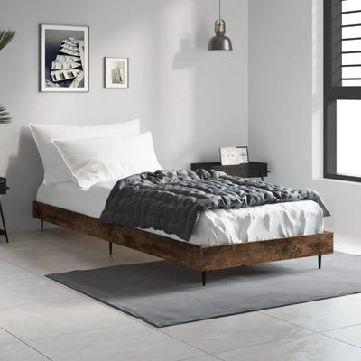 vidaXL Posteľný rám bez matraca dymový dub 75x190 cm kompozitné drevo