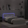 vidaXL Posteľný rám s čelom a LED biely 120x190 cm