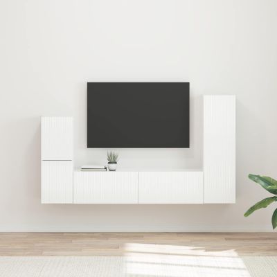 vidaXL Zostava TV skriniek 4 pcs Vysoký lesk bielej Kompozitné drevo