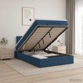 vidaXL Ottoman posteľ s matracom a LED Modrá 120 x 190 cm Látka