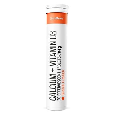 Vápnik + vitamín D3 šumivý - GymBeam, 20 tab.