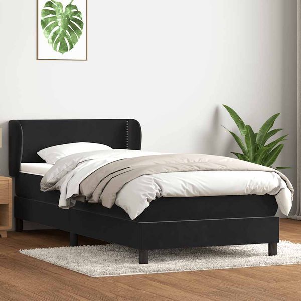 vidaXL Posteľný rám boxspring s matracom čierny 90x220 cm zamat