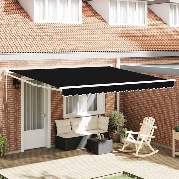 vidaXL Sklopná markíza Čierna 400 × 300 cm 100% polyester a hliník