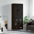 vidaXL Vysoká skrinka čierna 69,5x34x180 cm spracované drevo