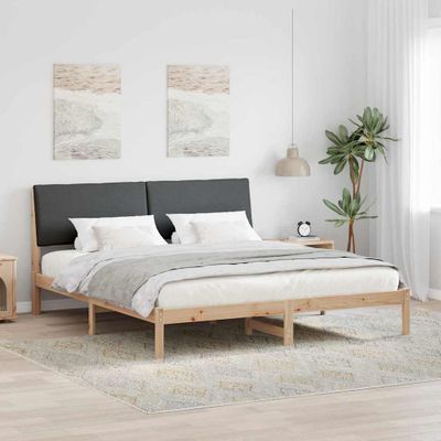 vidaXL Rám postele hnedá a tmavosivá 200 x 200 cm Borovicový masív