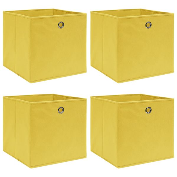 vidaXL Úložné boxy 4 ks, žlté 32x32x32 cm, látka
