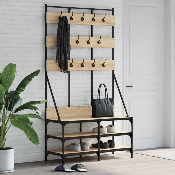 vidaXL Vešiak na šaty s botníkom dub sonoma 100x40x184 cm