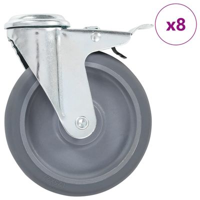 vidaXL Otočné kolieska s otvorom na skrutku 8 ks 125 mm