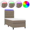 vidaXL Posteľ boxsping s matracom a LED sivohnedá 80x200 cm látka
