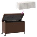 vidaXL Záhradný úložný box s kolieskami Hnedý 110x55x73 cm Poly Rattan