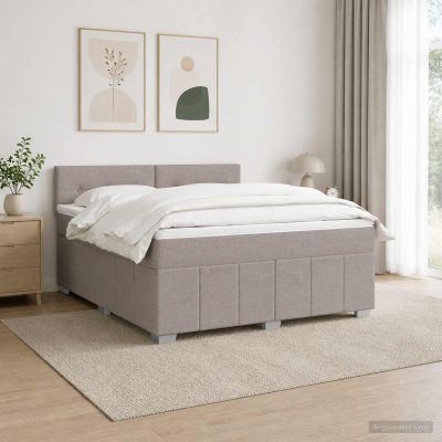 vidaXL LED boxspring posteľ s matracom Sivohnedá 180 x 200 cm Látka