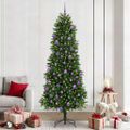 vidaXL Vianočný stromček s 300 LED-i so stojanom Zelená 240 cm PE