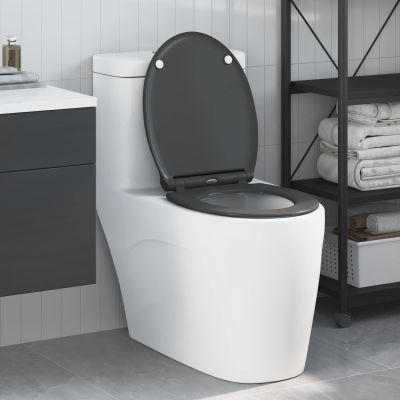 vidaXL WC sedadlo Antracit 45,5 x 37,5 x 3,8 cm Duroplast